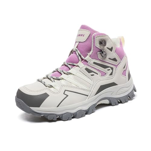 Botas de Senderismo y montañismo de Corte Medio Zapatillas Impermeables para Mujer Zapatillas de Viaje, Camping, Ciclismo y Ciclismo de montaña Ligeras y cómodas Morado 38
