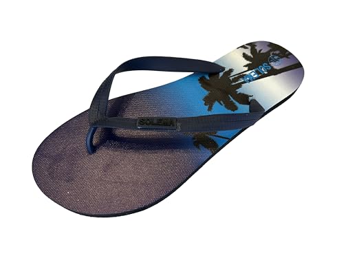 Solema Slip-on Beach Pool Chanclas de Moda Sandalias Deslizantes Zapatillas Zapatos, Hombre, Palmeras azules, EU 45