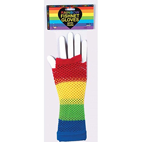 Forum Novelties 73800 Gloves-Rainbow Fishnet, Multi-Color, 8 x 6 x 4