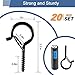 ADIIL 20 PCS Q Hanger Hooks with Safety Buckle, Windproof Screw Hooks for Hanging Outdoor String Lights, Plants, Christmas Patio Lights, 2.2 Inches, Black