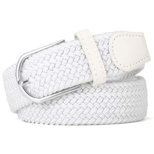 VONMELLI Women Braided Stretch Belts Elastic Canvas Woven Belts For Jeans Pants