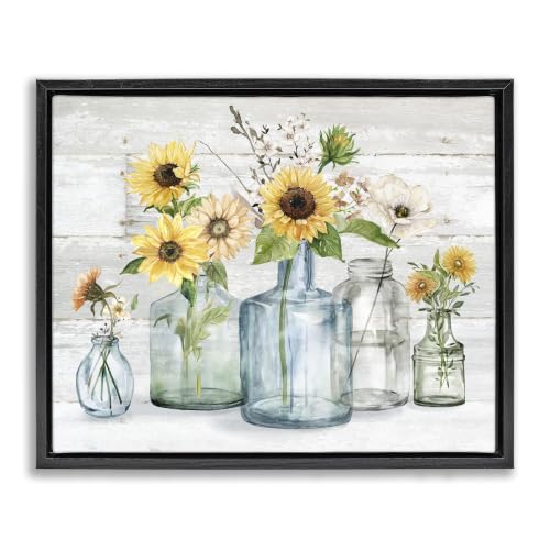 Country Flower Blooms Rustic Planked, 24 x 30 Inch Canvas in Floater Frame