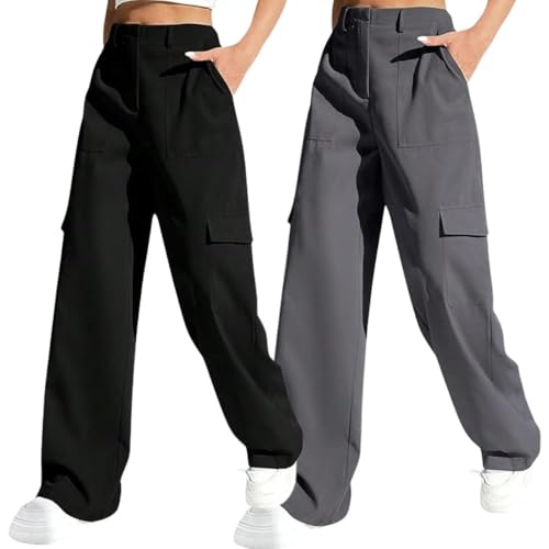 Image of GRECIILOOKS Cargo Pants For Woman | Trousers For Womans |High Waist Cotton Trouser for Women - Flared Parachute Pants with Side Pockets |Womens Cargo Pant | Elegant for College & Events (Available in Plus Size)