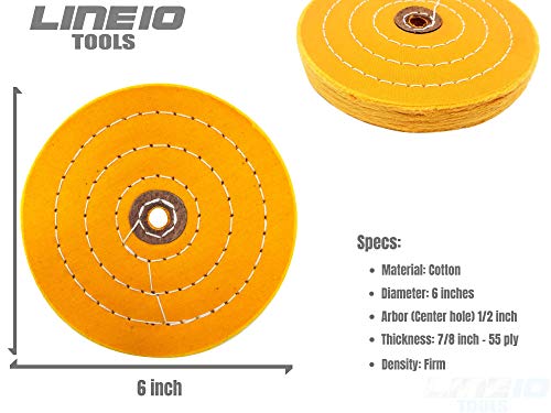 LINE10 Tools Buffing Wheel for Bench Grinder, Set of 2, 6 Inch, Yellow Firm and White Soft, Extra Thick by LINE10 Tools - Image 3