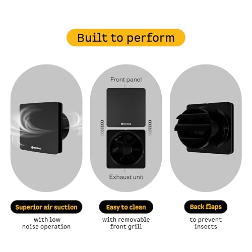 Image of atomberg Studio Exhaust Fan 150mm (6 Inches) | BLDC Motor | 6.8W| Low Noise | 2000 RPM| Ideal for Bathroom,Kitchen | Easy to Clean | Installation-Round Cut (153mm) | 2 Years Warranty | (Matte Black)
