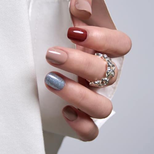 Image of CurvLife Extra Short Square Press On Nails, Taupe, Taupe Whisper, Soft Gel
