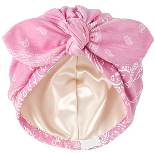 Image of Ababalaya Satin Lined Beanies for Women Chemo Headwear Silky Lined Cotton Sleeping Cap
