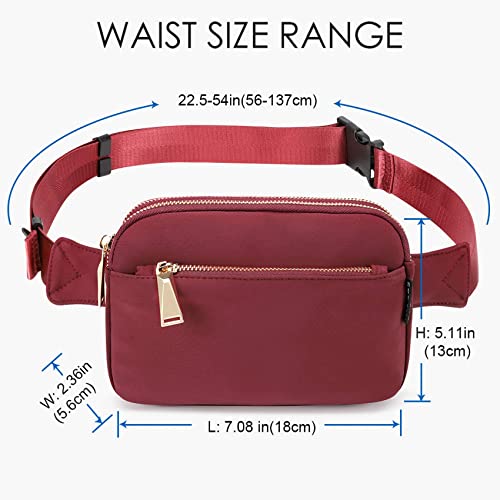 Zorfin Fanny Packs For Women Men, Crossbody Fanny Pack, Belt Bag With Adjustable Strap, Fashion Waist Pack For Outdoors/Workout/Traveling/Casual/Running/Hiking/Cycling (Wine Red) #TOP1