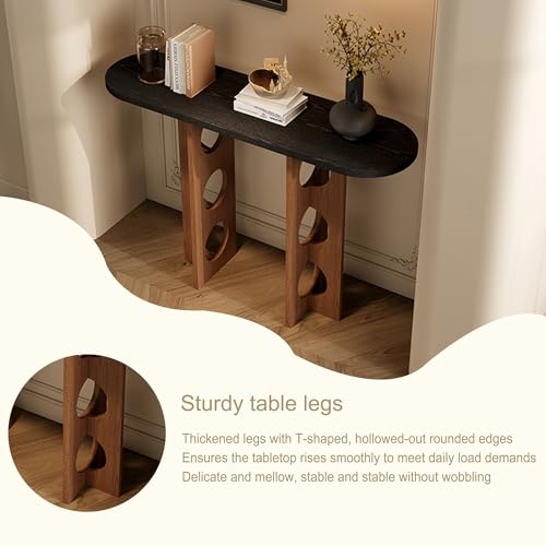 Mesa consola estrecha para entrada de madera negra pasillo 6