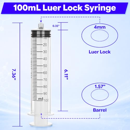 Image of 100ml Luer Lock Syringe with 39 Inch Plastic Tube and Luer Connections