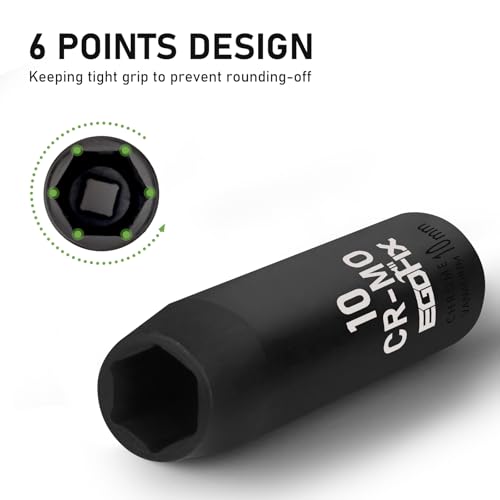Image of 3 /8 inch Drive Deep Impact Socket, 10mm Metric Socket, CR-MO 6 Point for Easy Removal of Axle Nut