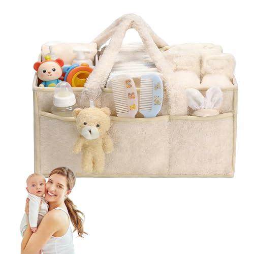 Noaya Large Capacity Nappy Caddy Organizer - Multi Functional Nursery Storage Baskets Beautiful Practical Baby Caddy Organizer Convenient to Carry Baby Baskets Organiser for Mum to Be
