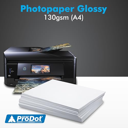 Image of ProDot Water Proof & Instant Dry Glossy White A4 Photo Paper for Card & Picture Printing (100 Sheets, 8.3 inchx11.7''each) (130GSM, 50 Sheet Pack of 02)