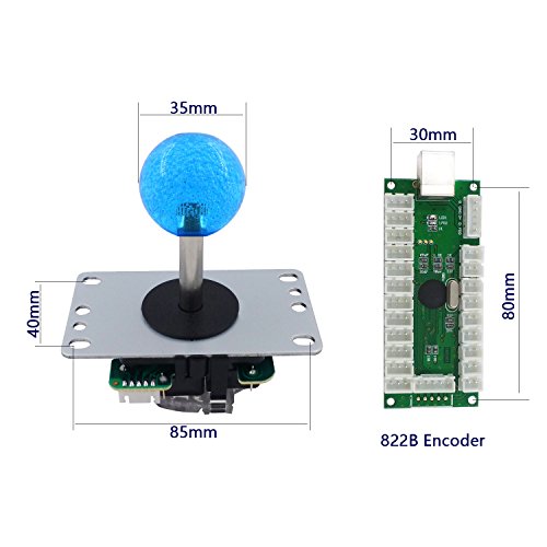 SJ@JX Arcade 2 Player Game Controller Stick DIY Kit LED Buttons with Logo MX Microswitch 8 Way Joystick USB Encoder Cable for PC MAME Raspberry Pi Color Mix