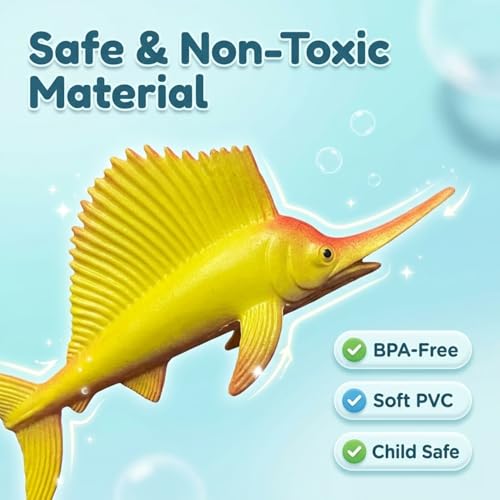 Image of ZESTHOME Aquatic Fish Toys for Kids | Ocean & Sea Animal Toy Set - Jellyfish, Shark, Dolphin, Whales & More - Marine Creatures Action for Boys & Girls | Imaginative Play Birthday Gift | 12-Piece