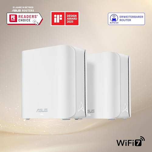 ASUS ZenWiFi BD4 Dualband WiFi 7 AiMesh Extendable Router 2er Set | Weiß – Ansicht 2