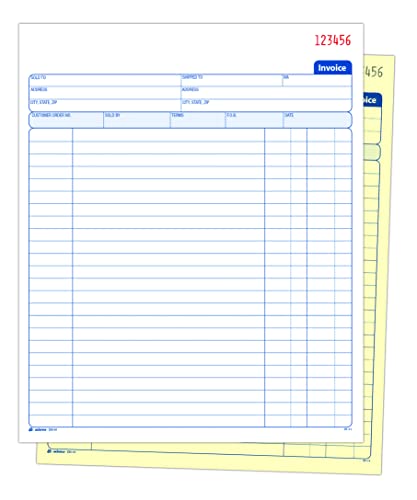 Adams Invoice Book, 8-3/8 X 10-11/16 Inches, 2-Part, Carbonless, White/Canary, 50 Sets Per Book (D8140) #TOP4