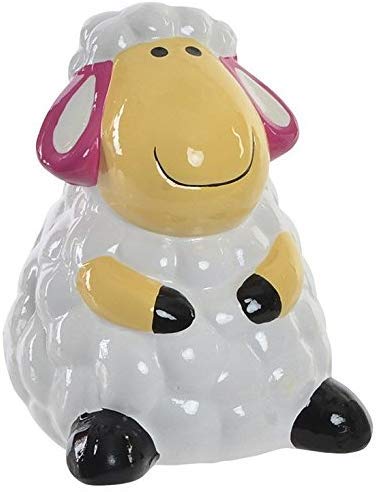 Tirelire Enfant Mouton en céramique - 10 cm (Rose)