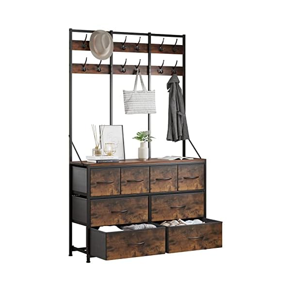 LUMTOK 8 Drawer Dresser, Chest of Drawers for Bedroom Living Room, Entryway, Fabric Storage Chest for Closets (Rustic Brown)