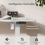 JUMMICO HöHenverstellbarer Schreibtisch 160 x 70 cm L-Förmiger Schreibtisch Höhenverstellbar Elektrisch,Ergonomie Gaming Tisch mit Haken (Weiß) – Bild 5