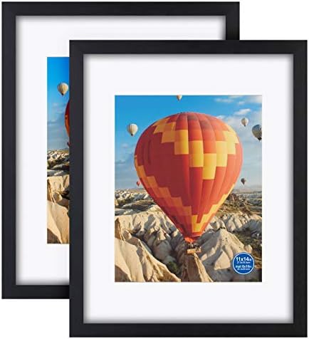 RR ROUND RICH DESIGN 11x14 inch Picture Frames Made of Solid Wood and HD Glass Display Photos 8x10 with Mat or 11x14 Without Mat 3PK Black