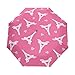 Regenschirm, rosa, Eiffelturm, Herz, nahtloses Muster, 3 Falten, automatisches Öffnen, Schließen, Anti-UV-Schutz, winddicht, leicht