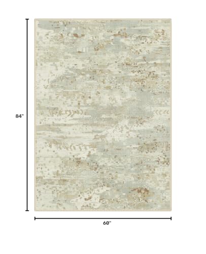 Image of BEIMO Area Rugs 5x7 for Living Room Bedroom, Modern Abstract Machine Washable Rug, Large Soft Low Pile Floor Carpet with Non Slip Backing for Dining Room, Beige