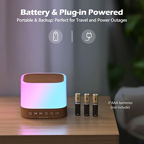 Buffbee Sound Machine With Night Light - White Noise Machine For Sleeping, 20 Soothing Sounds, 10-Color Adjustable Brightness, 32-Level Volume, Sleep Timer, Wood Grain #TOP4
