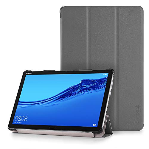 Simpeak Funda Compatible con Huawei Mediapad M5 Lite 10 Gris, Funda Compatible con Huawei Mediapad M5 Lite 10 Cubierta Folio con el Soporte Reposo de Despertador Slim Smart PU Plegable Case