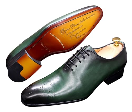 Image of Santimon Mens Oxfords Formal Dress Genuine Leather Handmade Derby Casual Brogues Oxfords Tuxedo Fashion Walking Shoes for Men