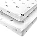 iLuvBamboo Bamboo Cotton Jersey - Pack N Play Fitted Sheet Set - Fits Up To 5" Thick - Black, Grey and White - 2 Pack