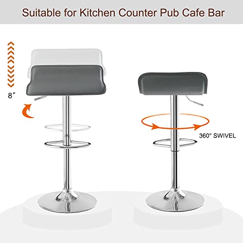 Vecelo Bar Stools Set Of 2, Swivel Bar Chairs, Counter Bar Stools With Height-Adjustable, Modern Armless Pvc Stools For Kitchen/Island/Bar/Dining Room/Party, Dark Grey #TOP5