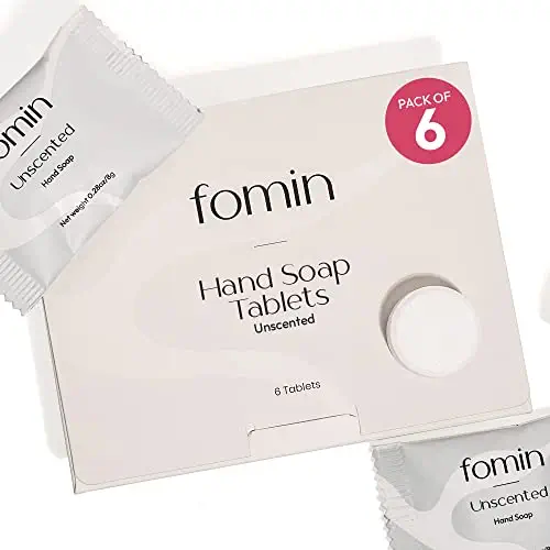 FOMIN Foaming Hand Soap Tablets (6 Count) - Makes 48 fl oz (6 x 8 fl oz) - Unscented Foaming Hand Soap Refills, Sustainable Soap Tablets for Hands