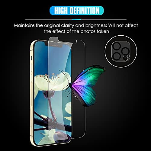 Amazon Brand-Eono 2 Pack full screen iPhone 12 Pro Screen Protector and 2 Pack Camera Lens Protector, iPhone 12 Pro Tempered Glass Screen Proetctor, Anti-Scratch, Case Friendly, HD Clear, 6.1 Inches