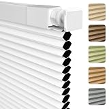 Shade&Beyond No Drill No Tools 34' W X 48' H Cellular Shades for Indoor Windows, Thermal Insulating & Noise Reducing Honeycomb Blinds, Cordless Free Stop Blinds Blackout, White(Custom Size)