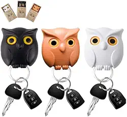 Gancho para chaves de coruja pendurado na parede, sem furo, magnético atrás da porta Ganchos de armazenamento para sala de estar (Marrom)