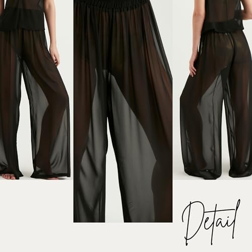 TUBANUR Women's Chiffon Pants | Wide Leg Elastic Waist Loose Trousers | Summer Women Pants4