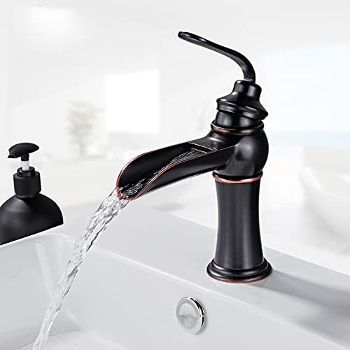 Robinet cascade noir pour lavabo en laiton massif - 5