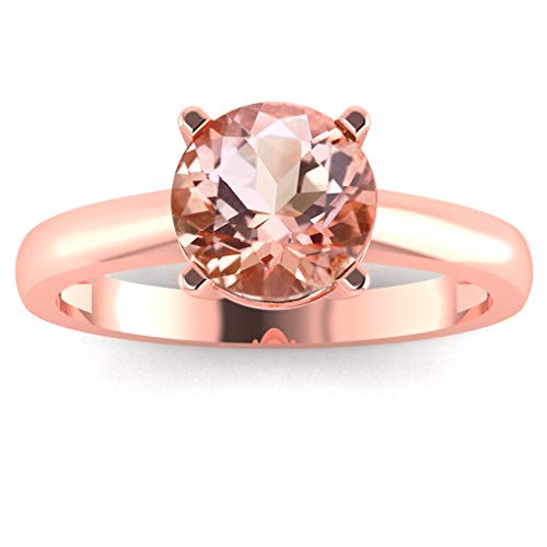 GNGJewel 2.00ct Simulated Morganite Round Halo Engagement Ring In 10K Rose Gold