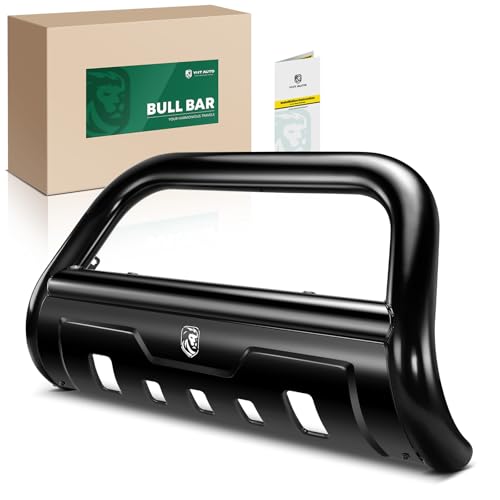 YHTAUTO 3.5" Bull Bar Push Bar with Skid Plate Light