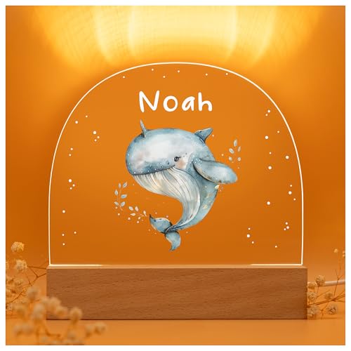 florithings Baby Boy Personalized Items/Infant Gifts for Baby Boy/Personalized Toddler Gifts/Custom Night Light with Name/Unique Newborn Essentials/Whale
