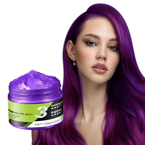 Cera para el cabello púrpura, pintura temporal Lilla Hair Color, color loco lavable, tinte instantáneo para el cabello natural, tono de pelo para hombres, mujeres, fiestas (morado)