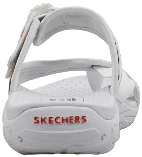 Skechers Skechers Women's Reggae-Mad Swag-Toe Thong Woven Sandal, White Multi, 8.5 M US
