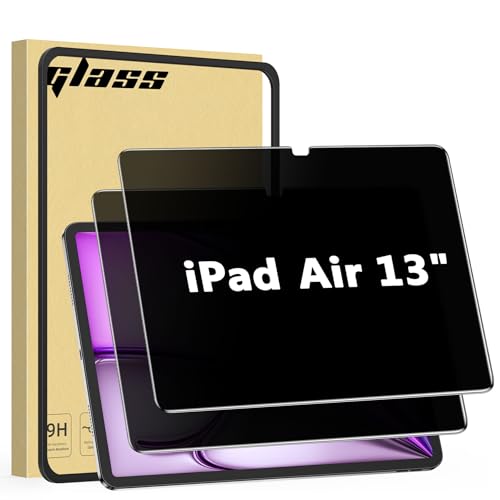 WYQLTD 2 Pack Privacy Screen Protector for iPad Air 13 Inch M4/M3/M2 (2026/2025/2024 8th/7th/6th Gen) Anti-Spy 9H Glass Anti-Scratch Bubbles Free Easy Installation