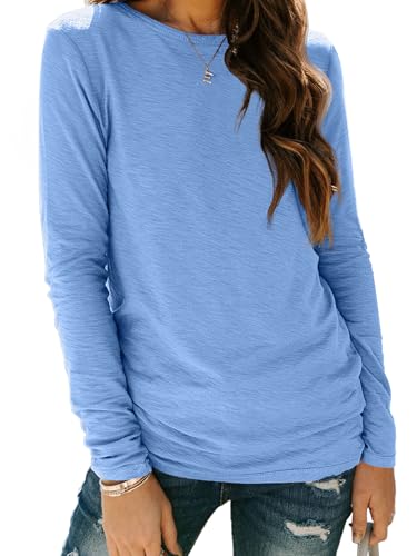 Image of AUTOMET Women's Long Sleeve Crewneck Shirts Casual Basic Tops