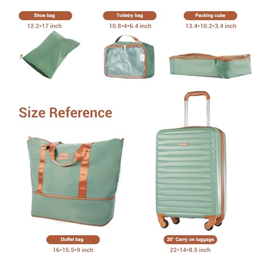 Image of 3 Piece ABS+PC Luggage Set, Carry On with Spinner & Duffle | 20 inch Carry-On + Waterproof Underseat Duffel + Toiletry Bag. 360 Spinner Wheels,Fits Overhead Bins,For Business & Travel