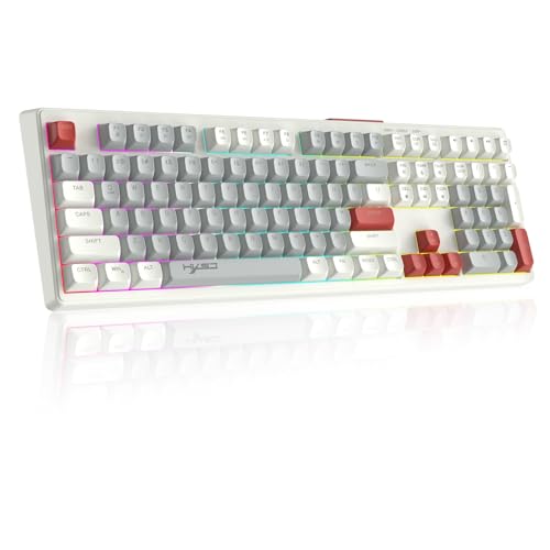 V300 Clavier de Jeu Filaire 108 Touches QWERTY Rétroéclairé RGB Rainbow avec Touches en Membrane, Format Complet avec Touches Multimédias, Ergonomique pour...