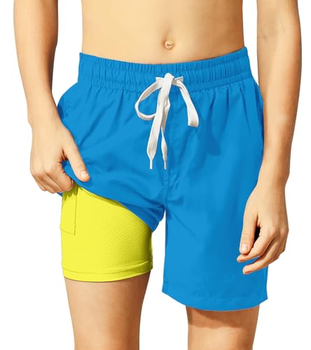 Belovecol Boys Cool Blue Swim Trunks Solid Color...