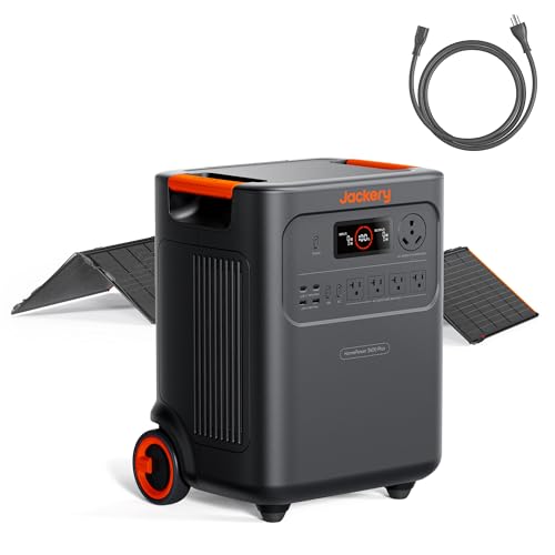 Jackery HomePower 3600 Plus Portable Power Station with 500X Solar Panels, 3600W AC Output, 3584Wh LFP Solar Generator, Expandable up to 43kWh, Essential Home Backup for Home Use, Emergencie