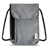Cartera de Viaje Porta Pasaporte Cartera de Viaje Cartera de Viaje Porta Pasaporte con Bloqueo RFID Bolsa de Pecho antirrobo para Hombres y Mujeres (Gris)